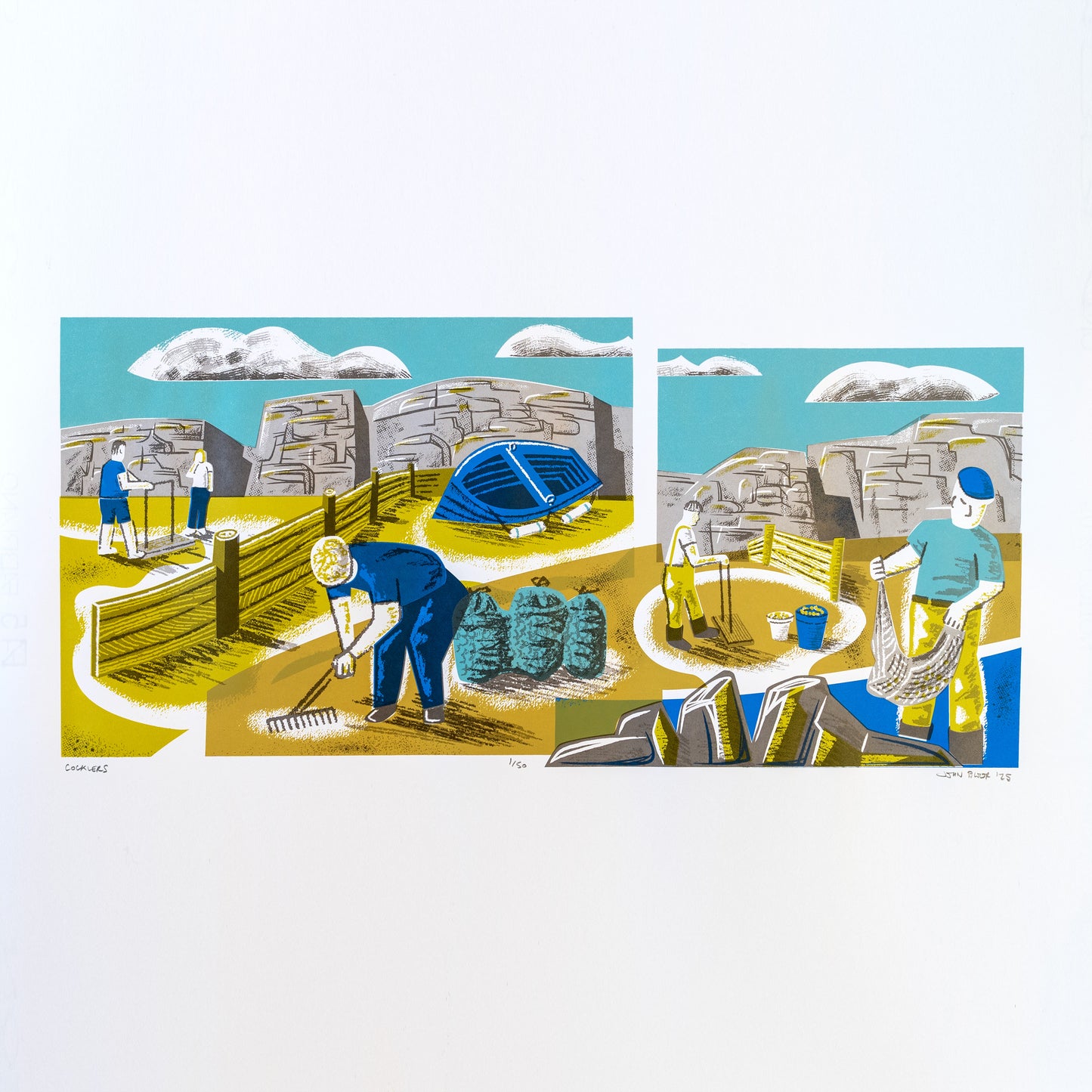 Cocklers hand printed six colour limited edition unframed screenprint