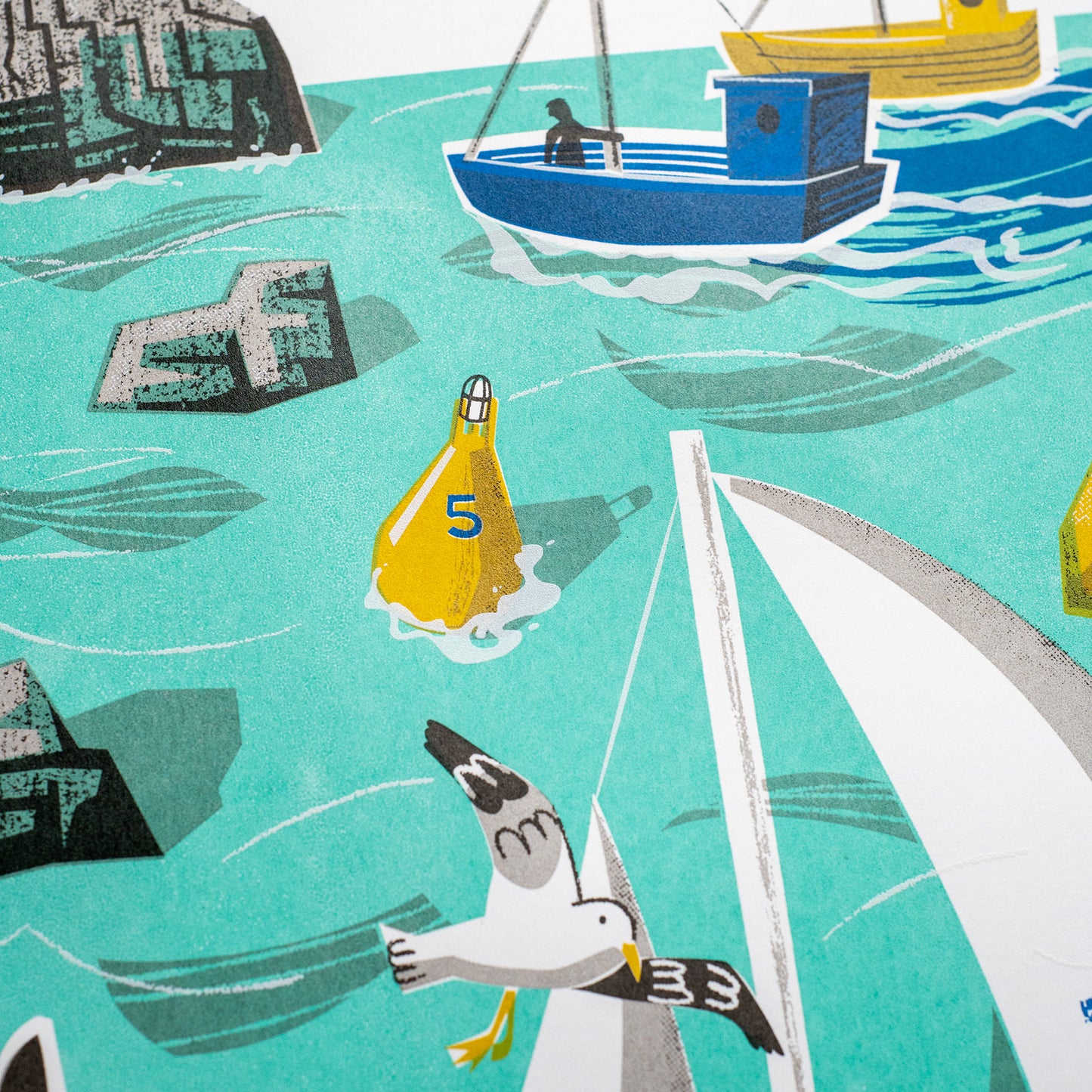 "On the Waves" six colour limited edition hand made unframed screenprint