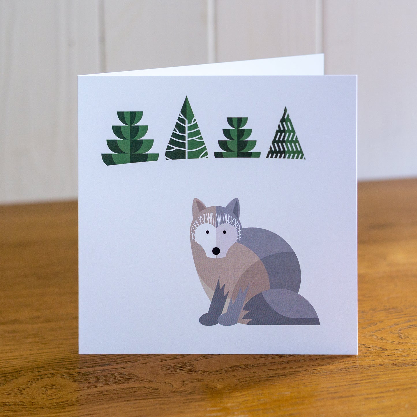 Polarfuchs-Weihnachtskarte, Winterkarte, innen leer