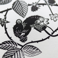 Load image into Gallery viewer, &quot;Brambles and Mice&quot; hand pulled screen print
