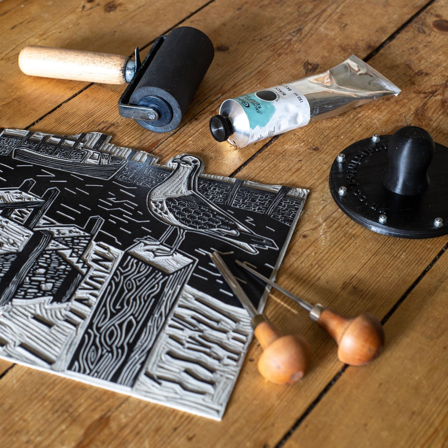 Harbour Gull unframed linocut print