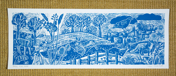 Teasel and Hare screen print