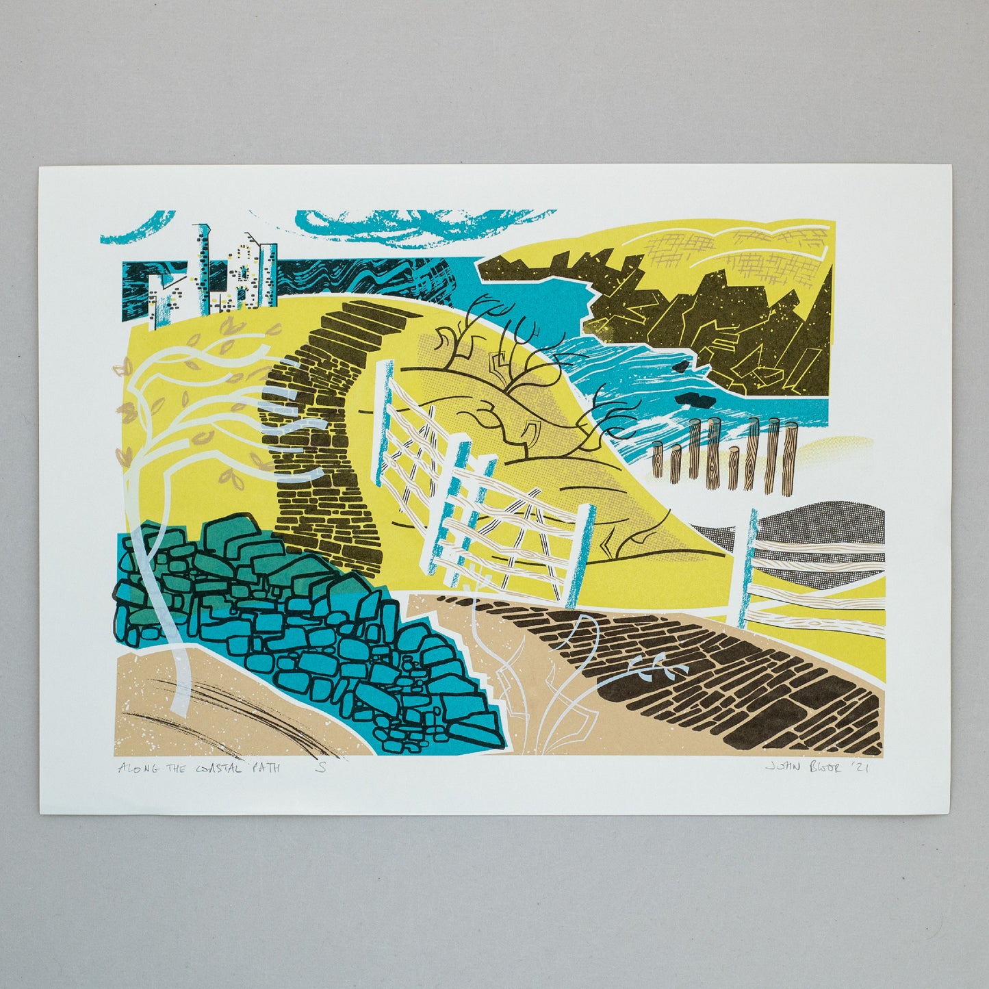 July 2023 Seconds Sale 35 - Along the Coastal Path unframed screenprint