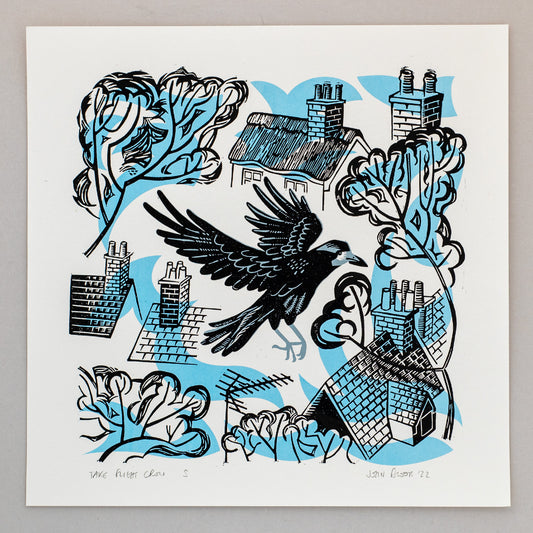 Juillet 2023 Secondes Vente 41- Take Flight Crow linogravure et sérigraphie
