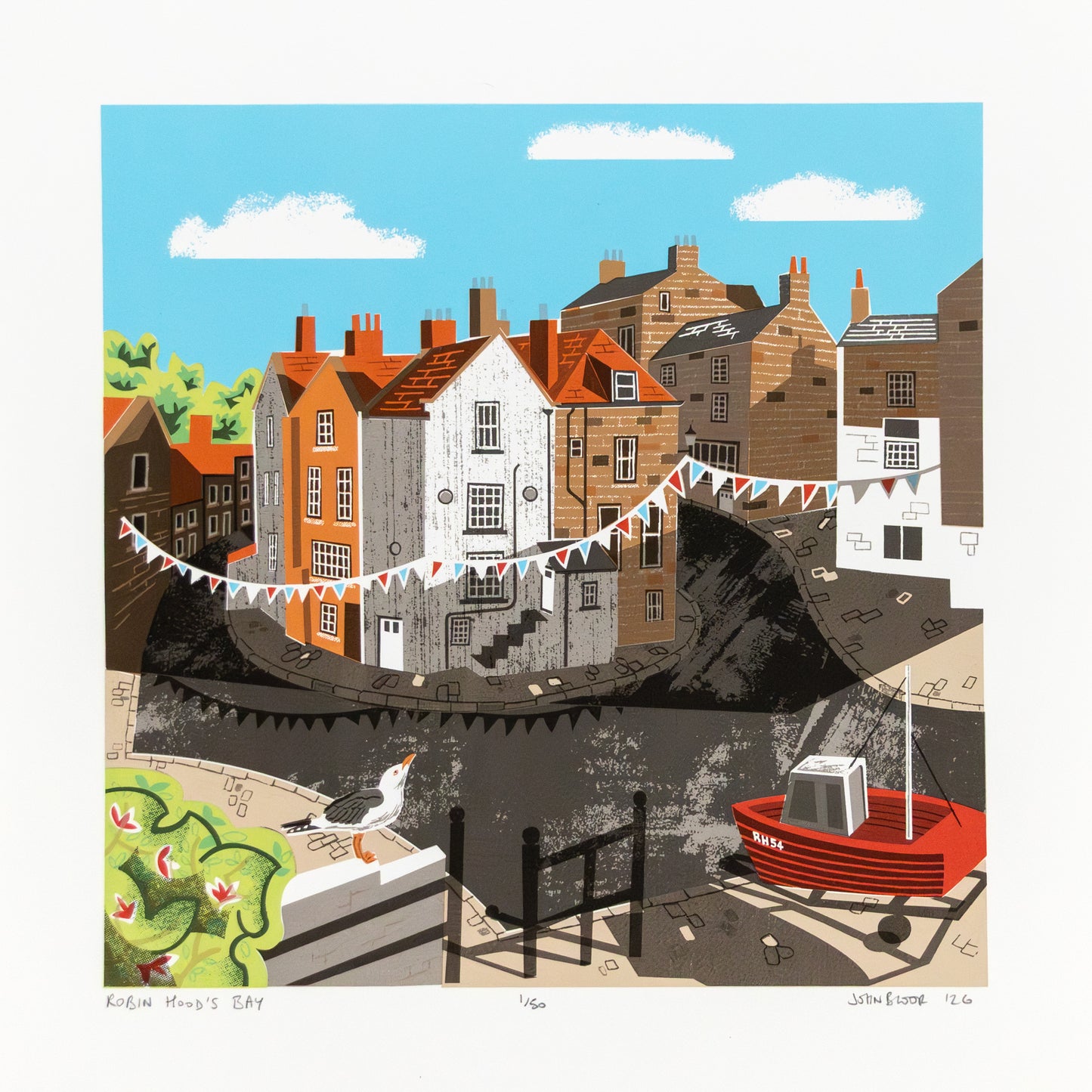Robin Hood's Bay, hand pulled, limited edition unframed screenprint