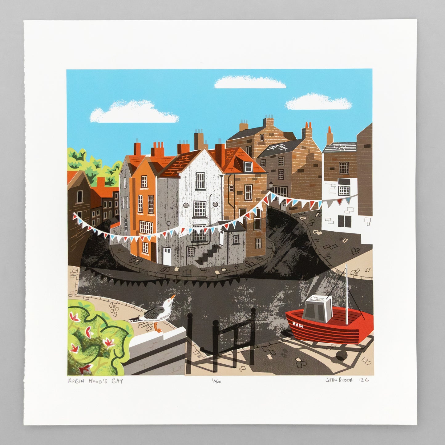 Robin Hood's Bay, hand pulled, limited edition unframed screenprint