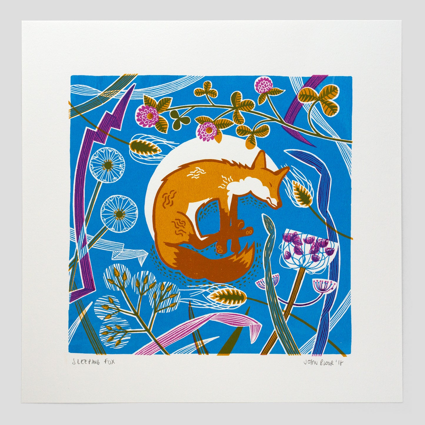 Sérigraphie tirée à la main « Sleeping Fox » 