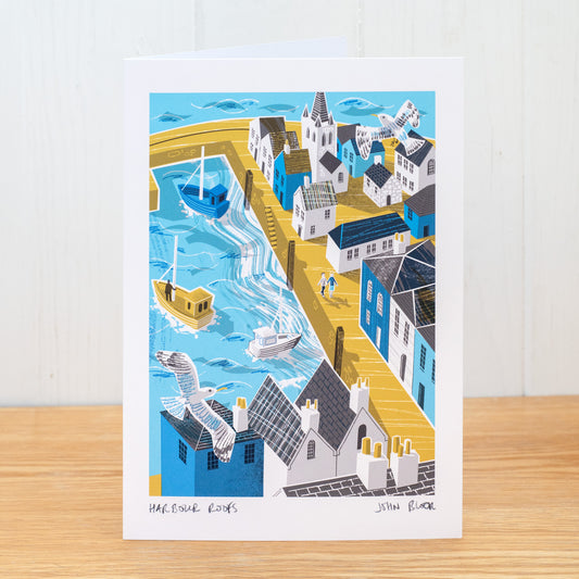 Harbour Roofs greetings card, blank inside