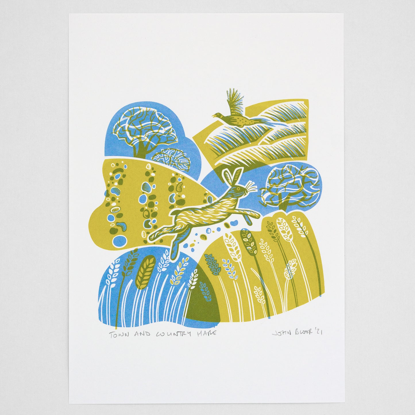"Town and Country Hare" hand pulled unframed screenprint