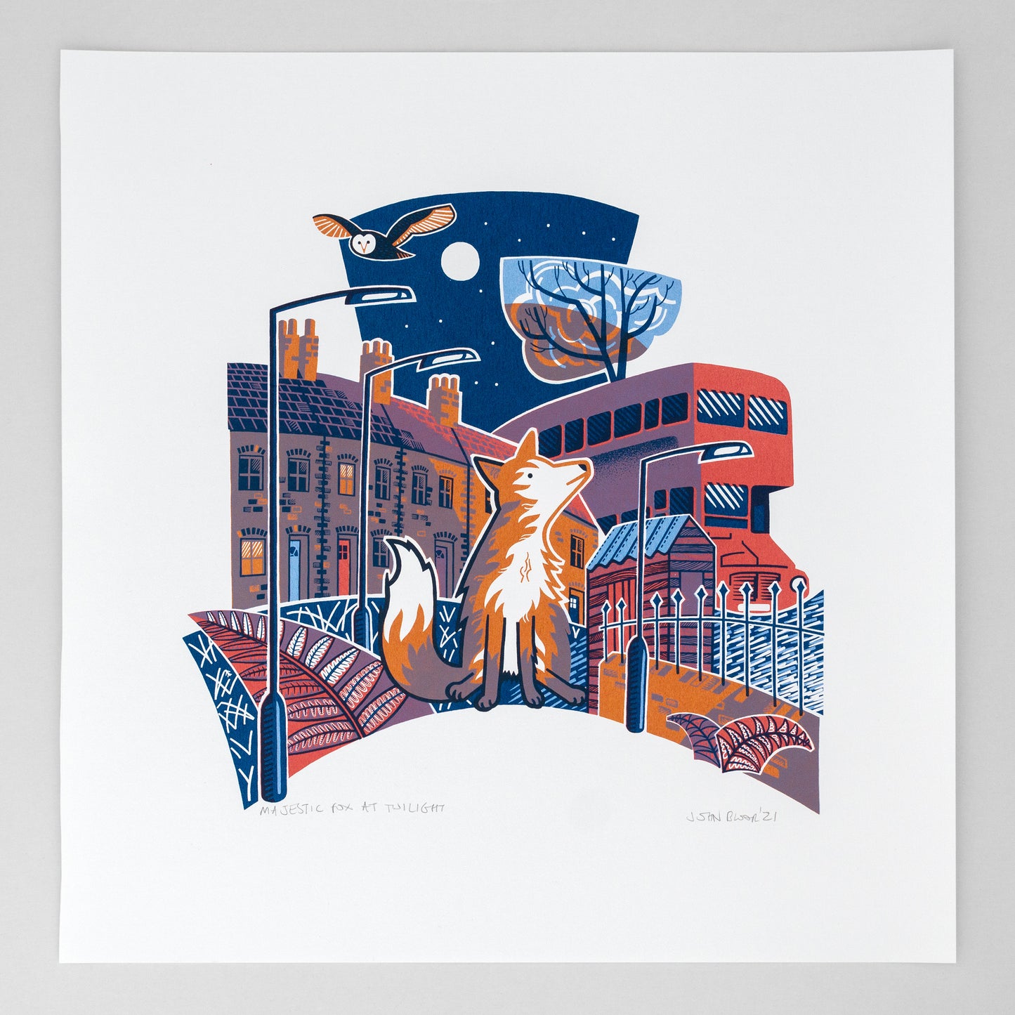 "Majestic Fox at Twilight" hand pulled unframed screenprint