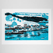 Charger l&#39;image dans la galerie, Impression lino en édition limitée bicolore « Fowey » 
