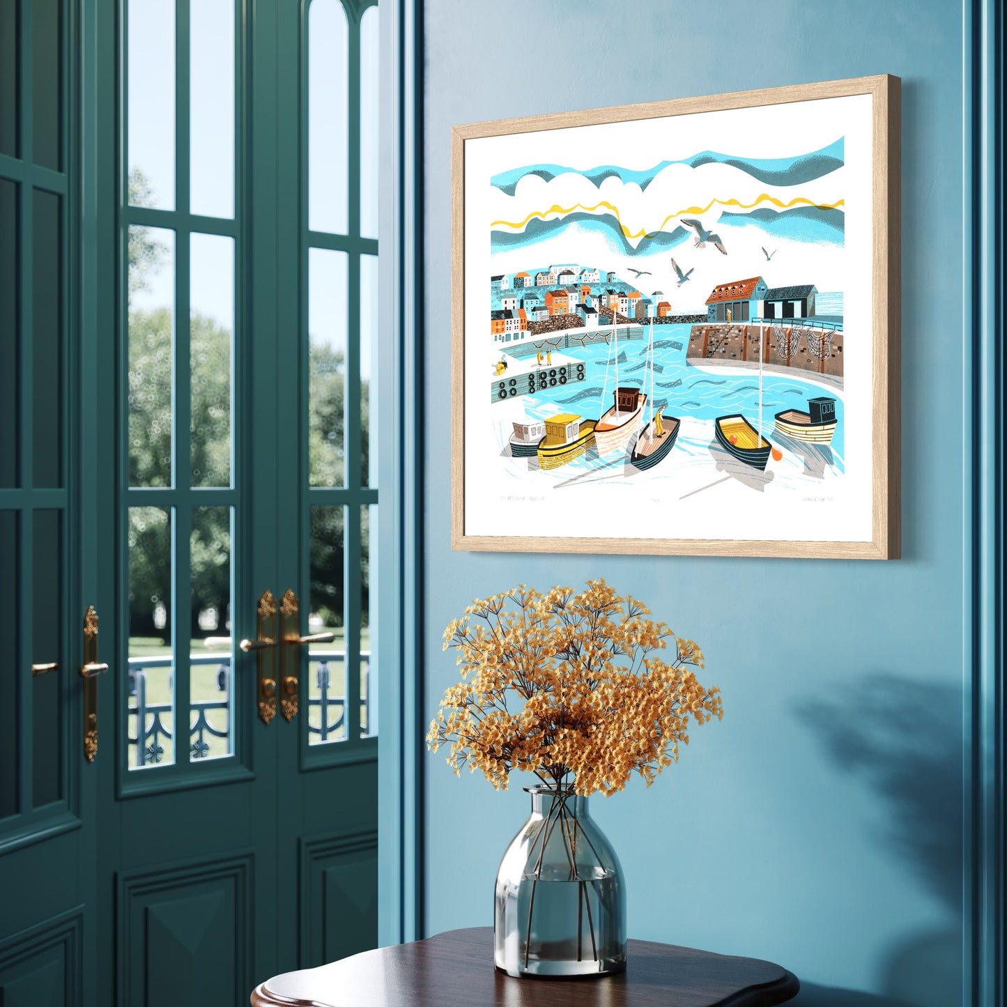 Mevagissey Harbour, six colour limited edition unframed screenprint