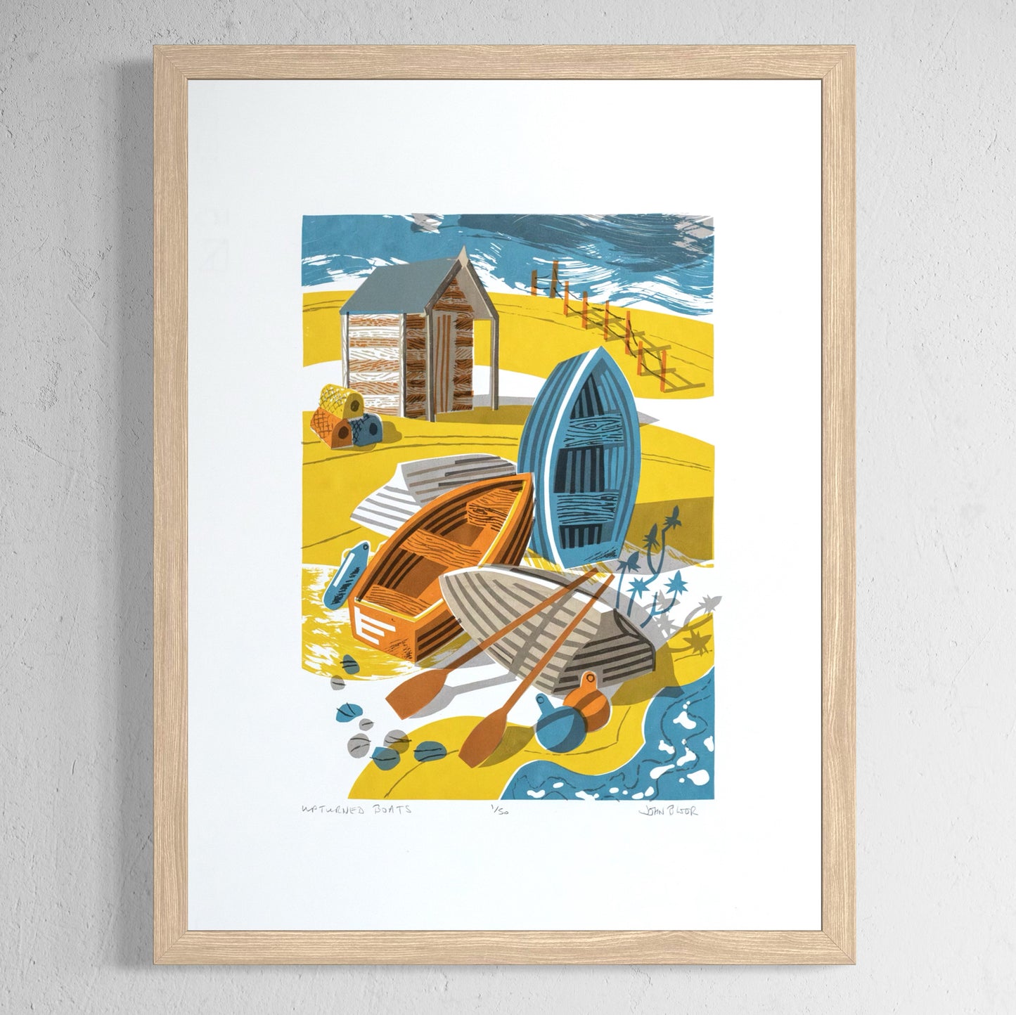 Upturned Boats hand made six colour unframed screenprint