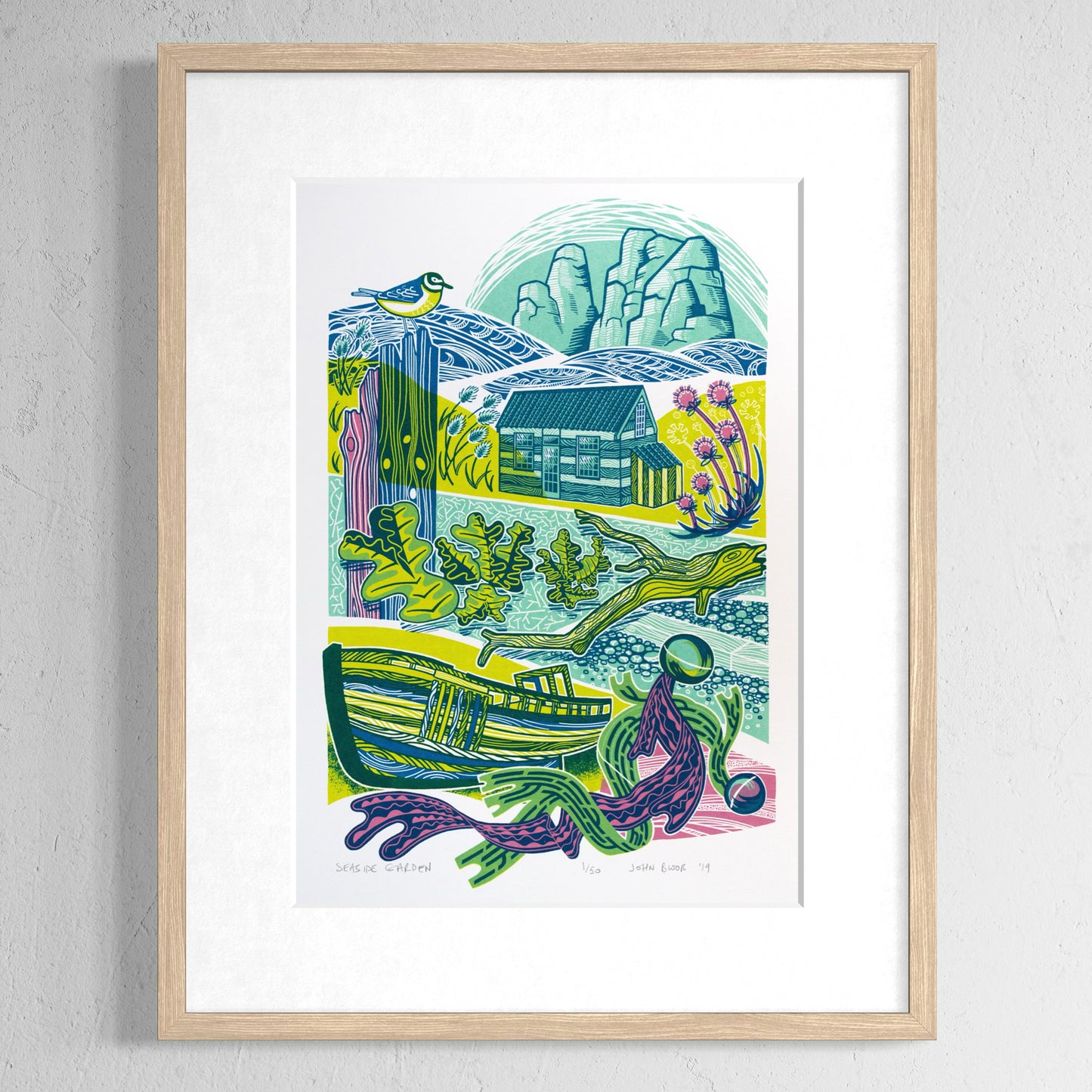 "Seaside Garden" unframed screenprint, limited edition