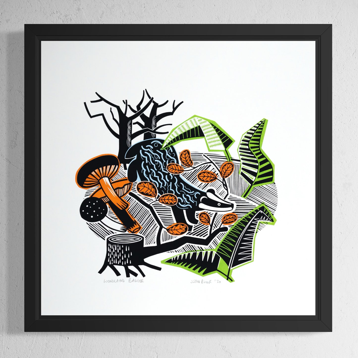 "Woodland Badger" hand pulled unframed screenprint
