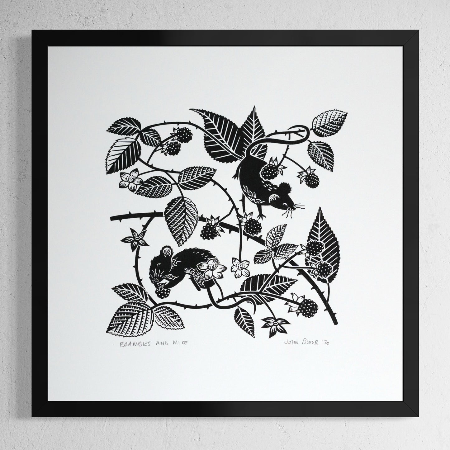 "Brambles and Mice" hand pulled unframed screenprint