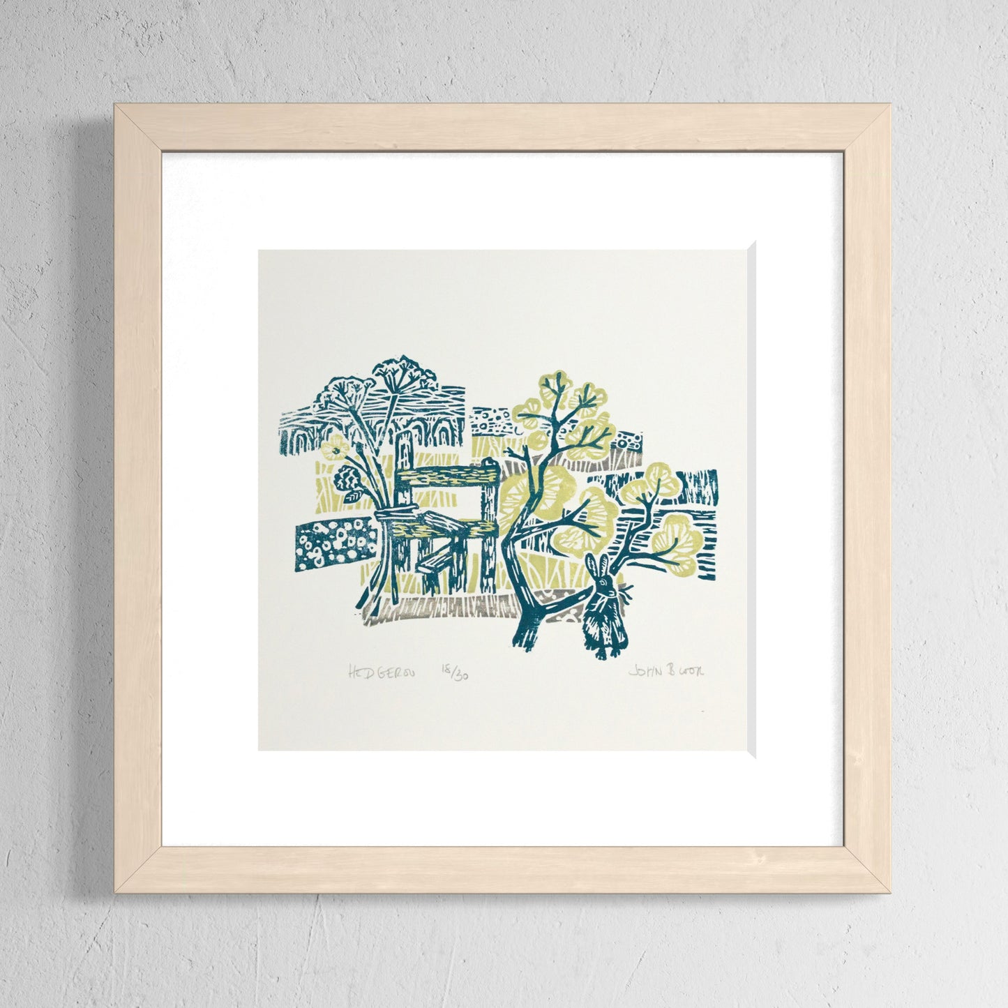 Flow and Furrow "Hedgerow" unframed woodcut print
