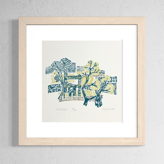 Flow and Furrow "Hedgerow" unframed woodcut print