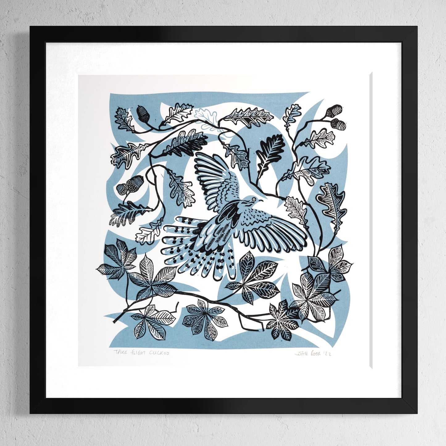 Take Flight Cuckoo hand printed unframed linocut and screen print