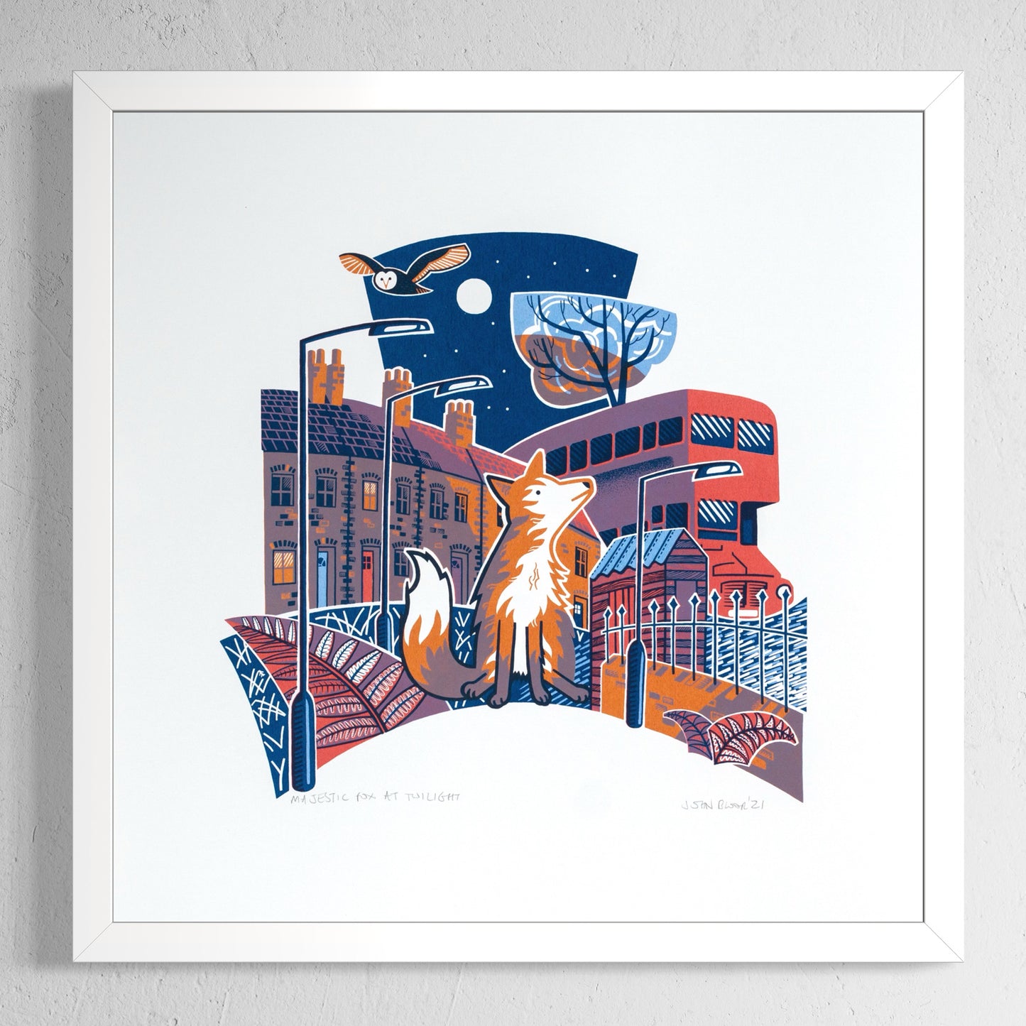 "Majestic Fox at Twilight" hand pulled unframed screenprint