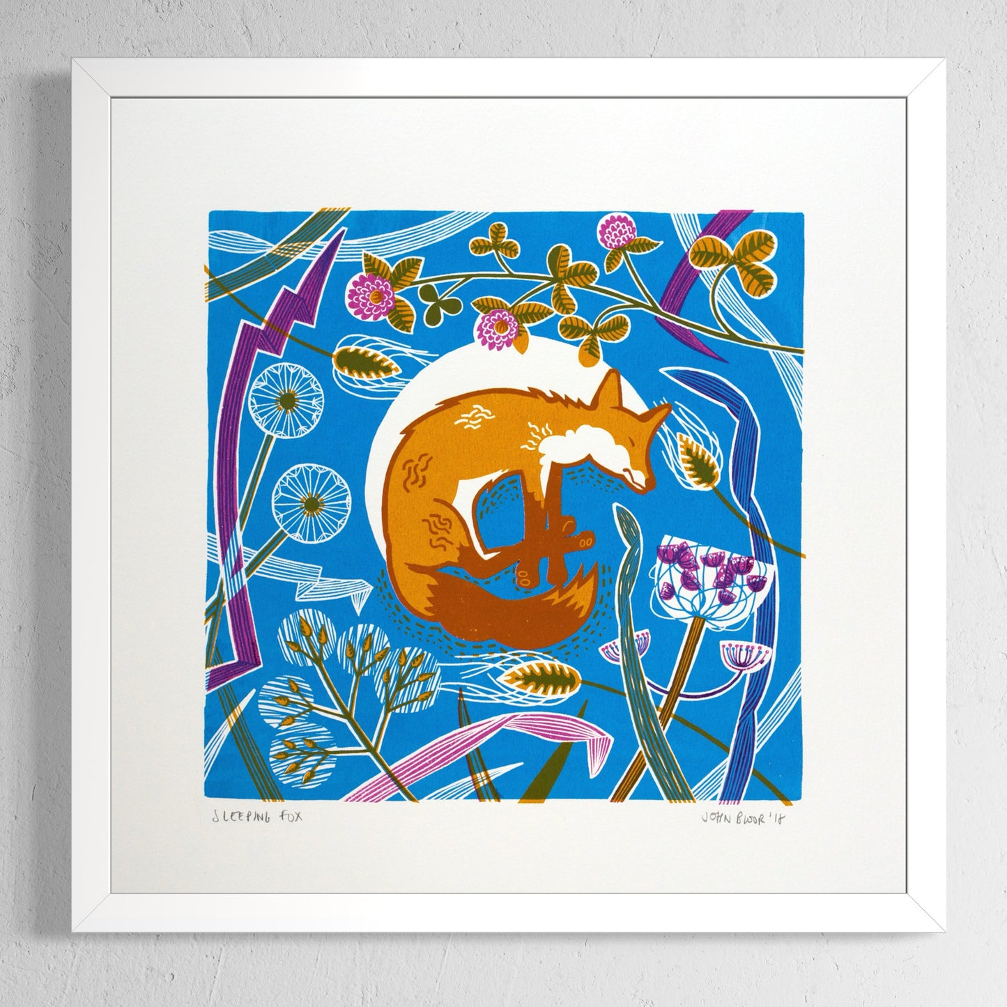 Sérigraphie tirée à la main « Sleeping Fox » 