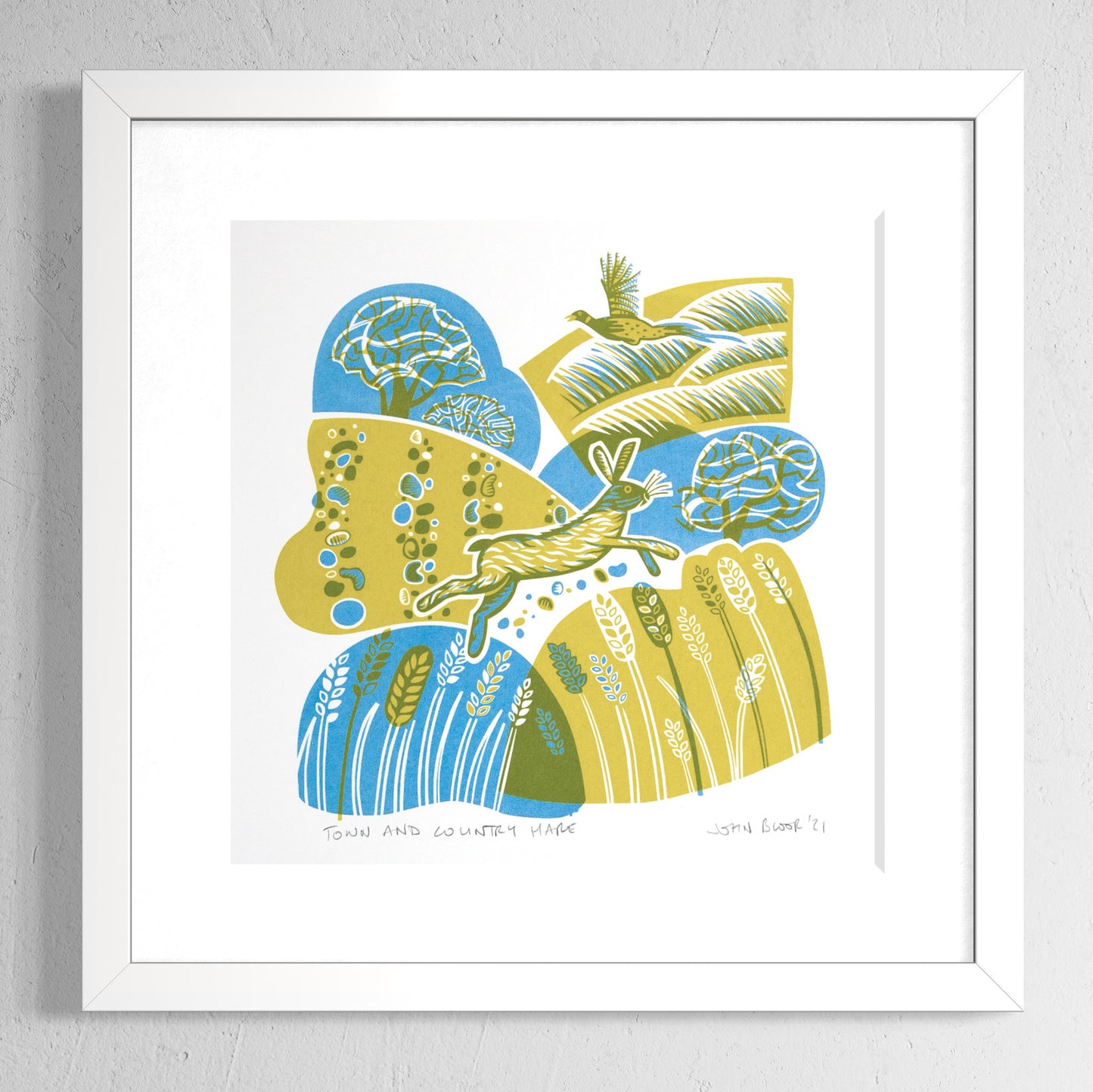 "Town and Country Hare" hand pulled unframed screenprint