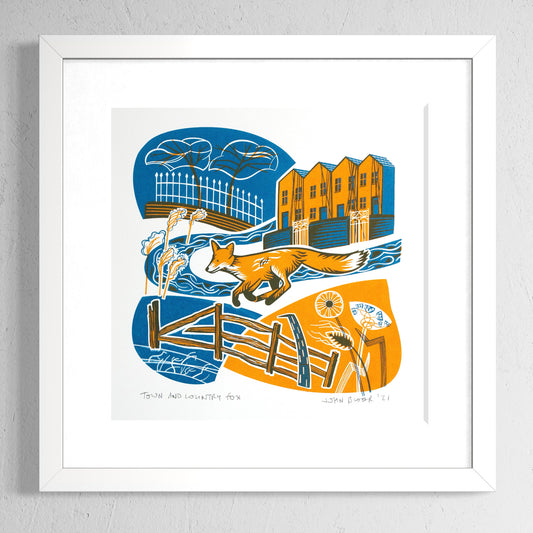 "Town and Country Fox" hand pulled unframed screenprint