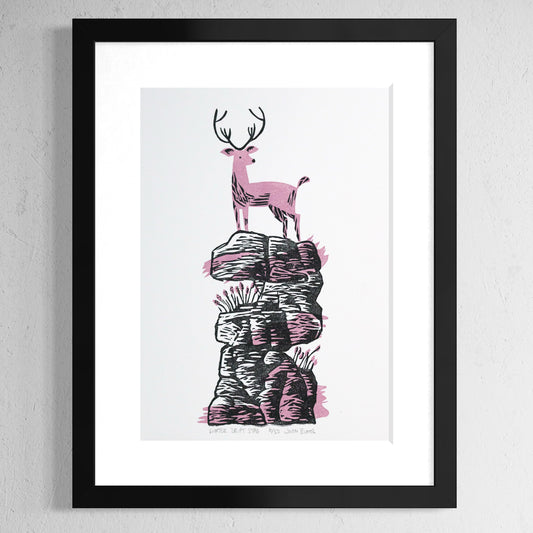 Winter Drifts "Stag" unframed linocut print, limited edition