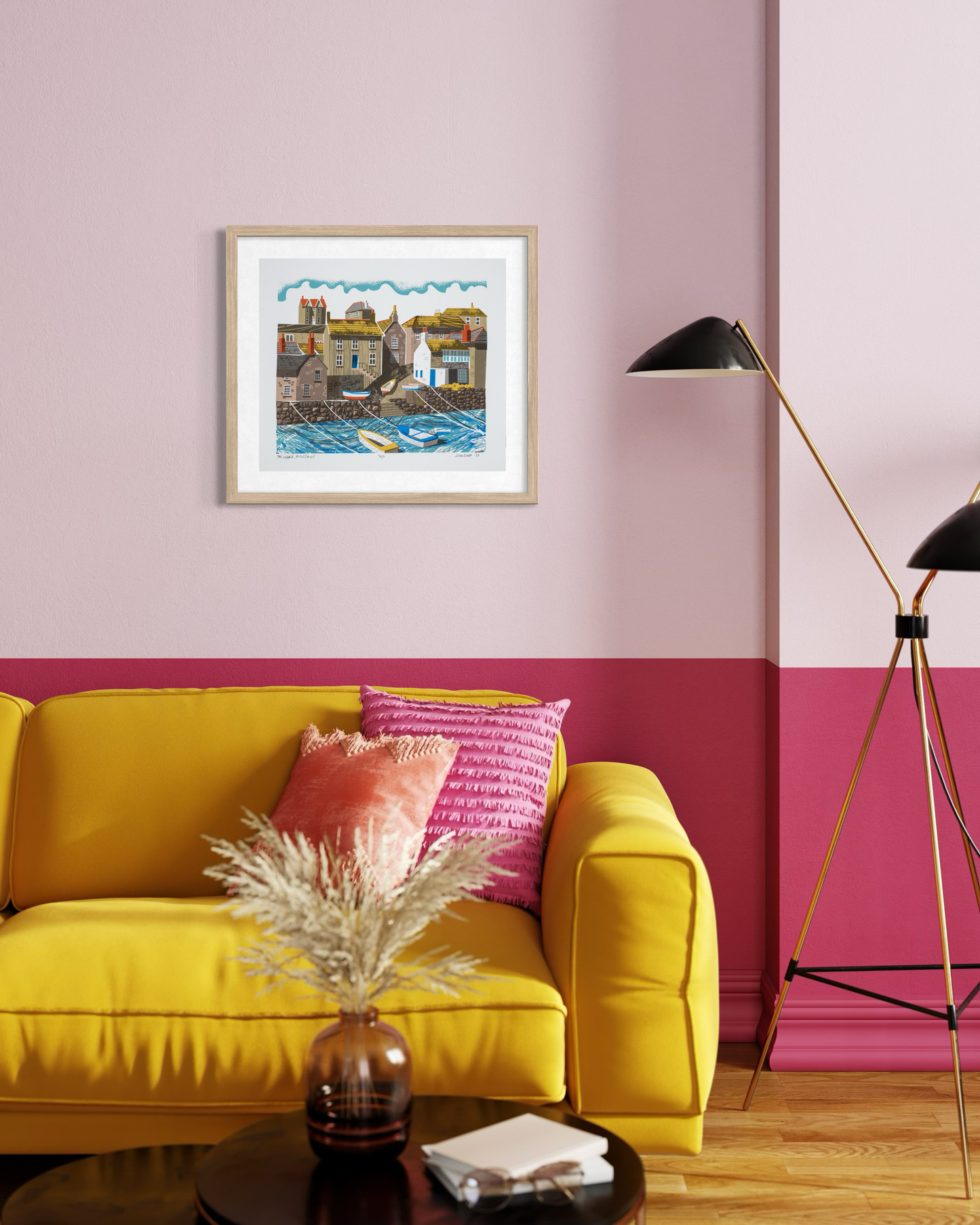 The Wharf, Mousehole, Cornwall, hand pulled, limited edition unframed screenprint