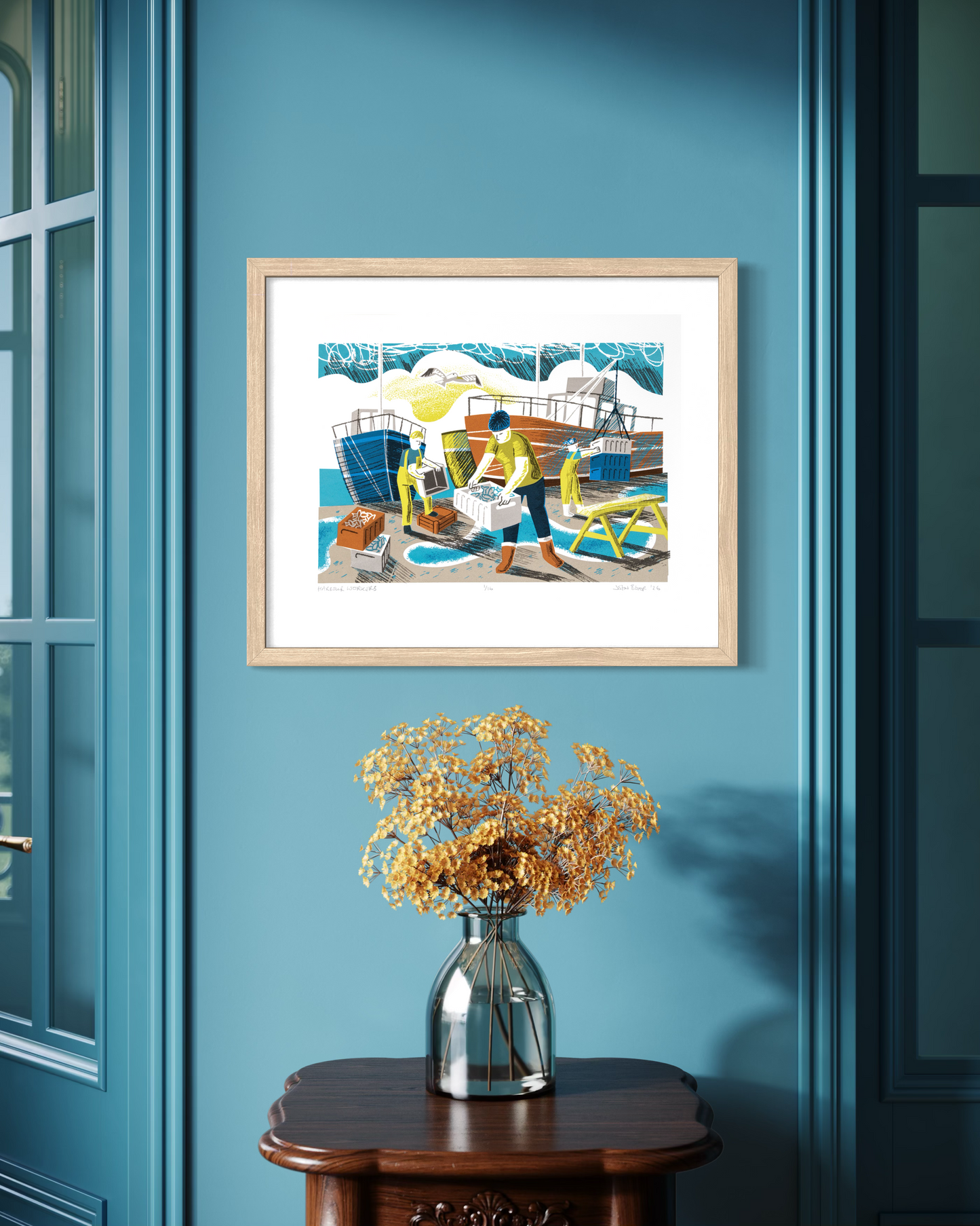 Harbour Workers, hand pulled, limited edition unframed screenprint