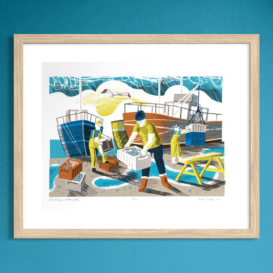 Harbour Workers, hand pulled, limited edition unframed screenprint