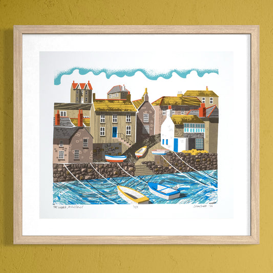 The Wharf, Mousehole, Cornwall, hand pulled, limited edition unframed screenprint
