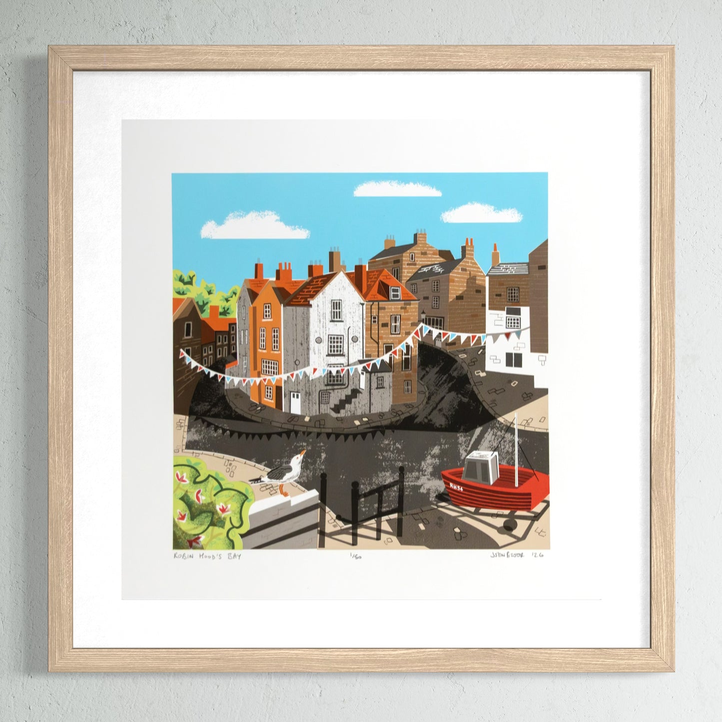Robin Hood's Bay, Yorkshire, hand pulled, limited edition unframed screenprint