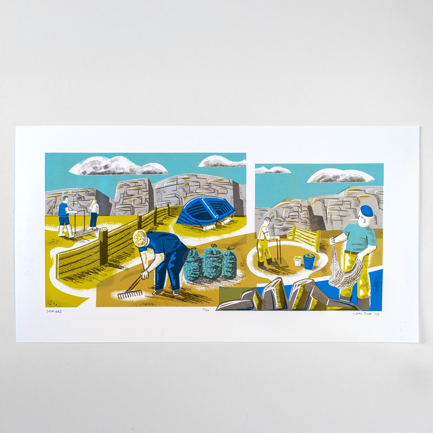 Cocklers hand printed six colour limited edition unframed screenprint