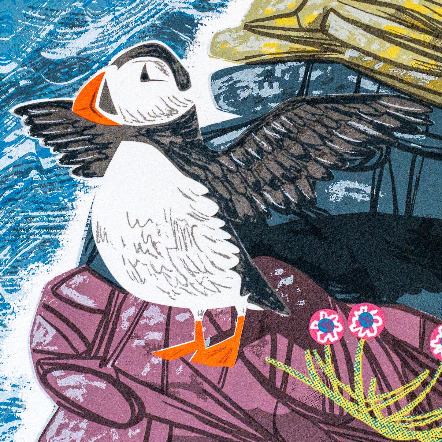 Atlantic Puffins, hand pulled, open edition unframed screenprint