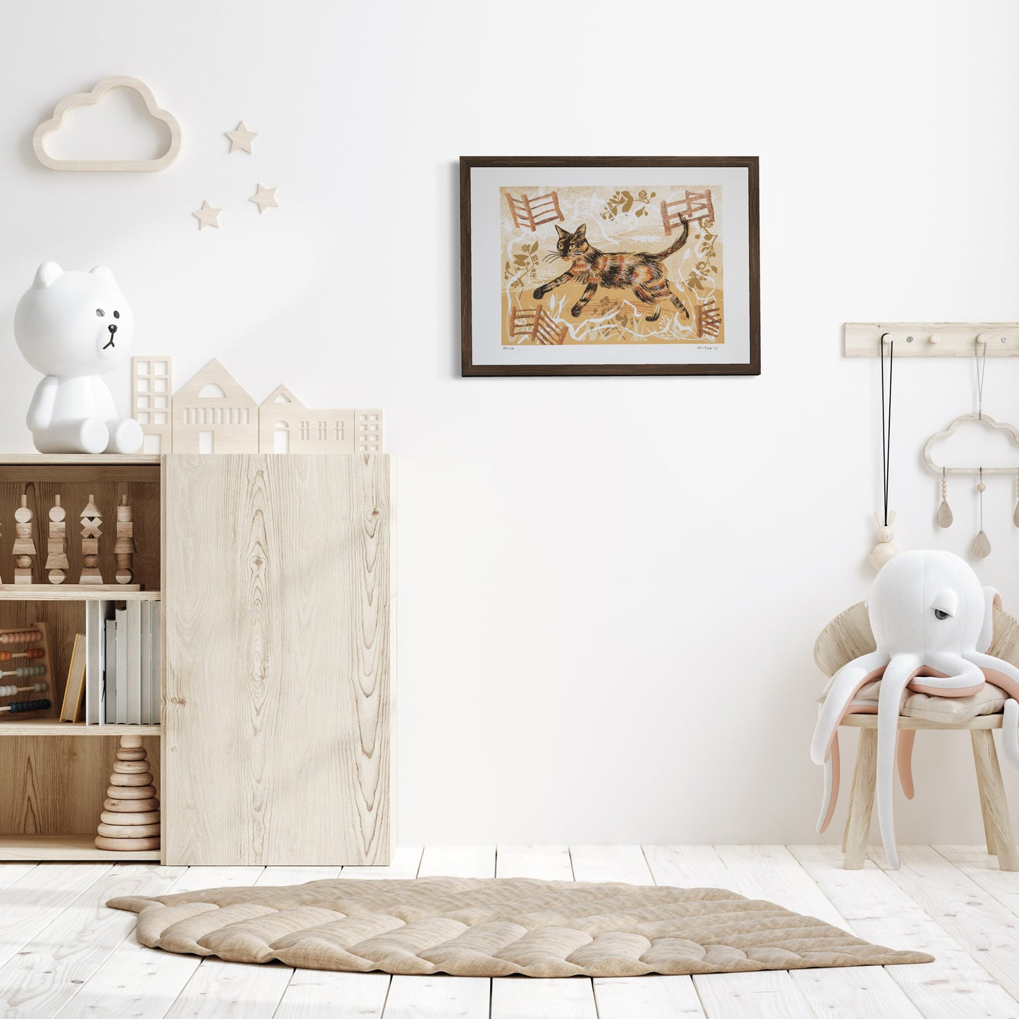 Frida the Tortoiseshell Cat hand printed unframed screenprint