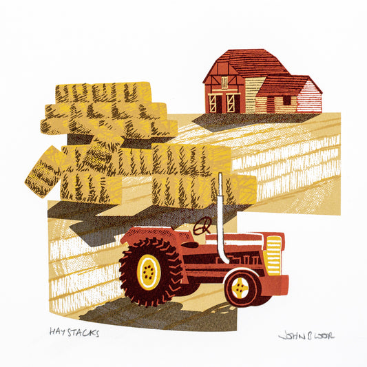 "Haystacks" hand pulled unframed screenprint