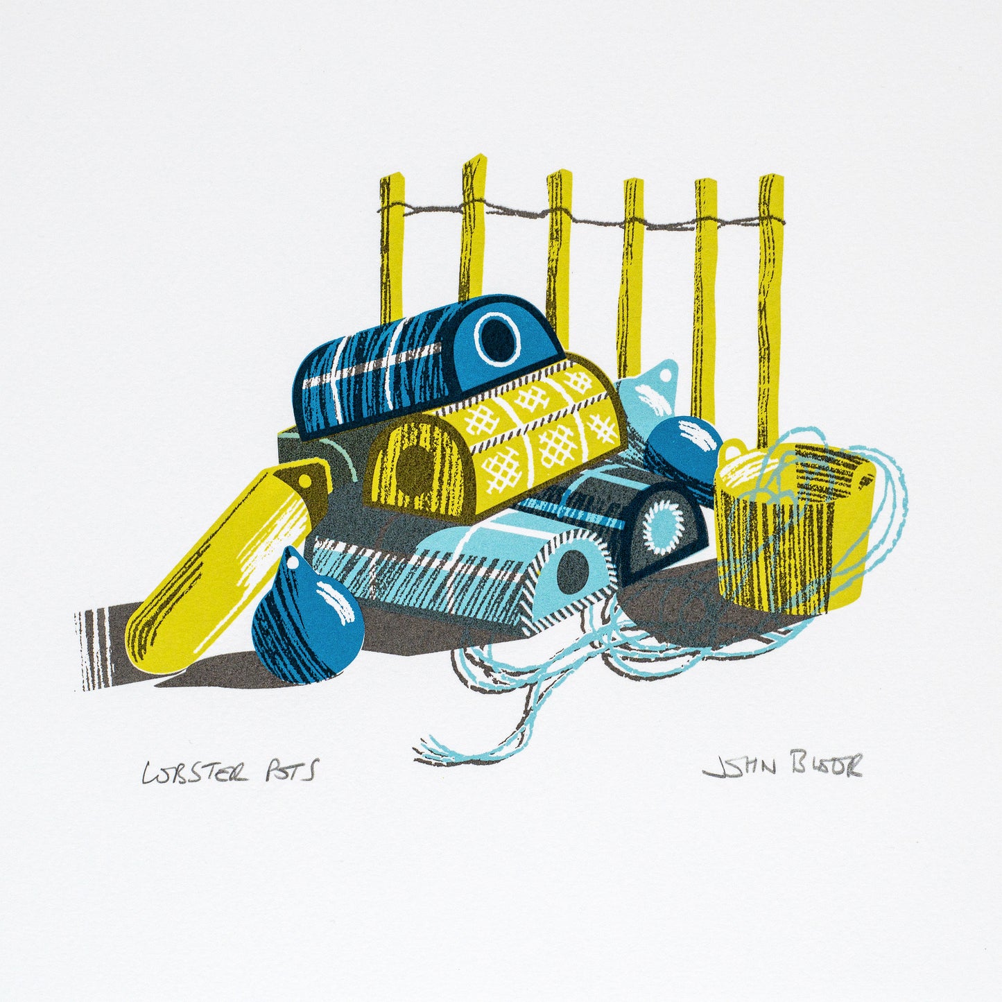 "Lobster Pots" hand pulled unframed screenprint