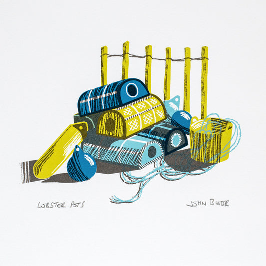 "Lobster Pots" hand pulled unframed screenprint