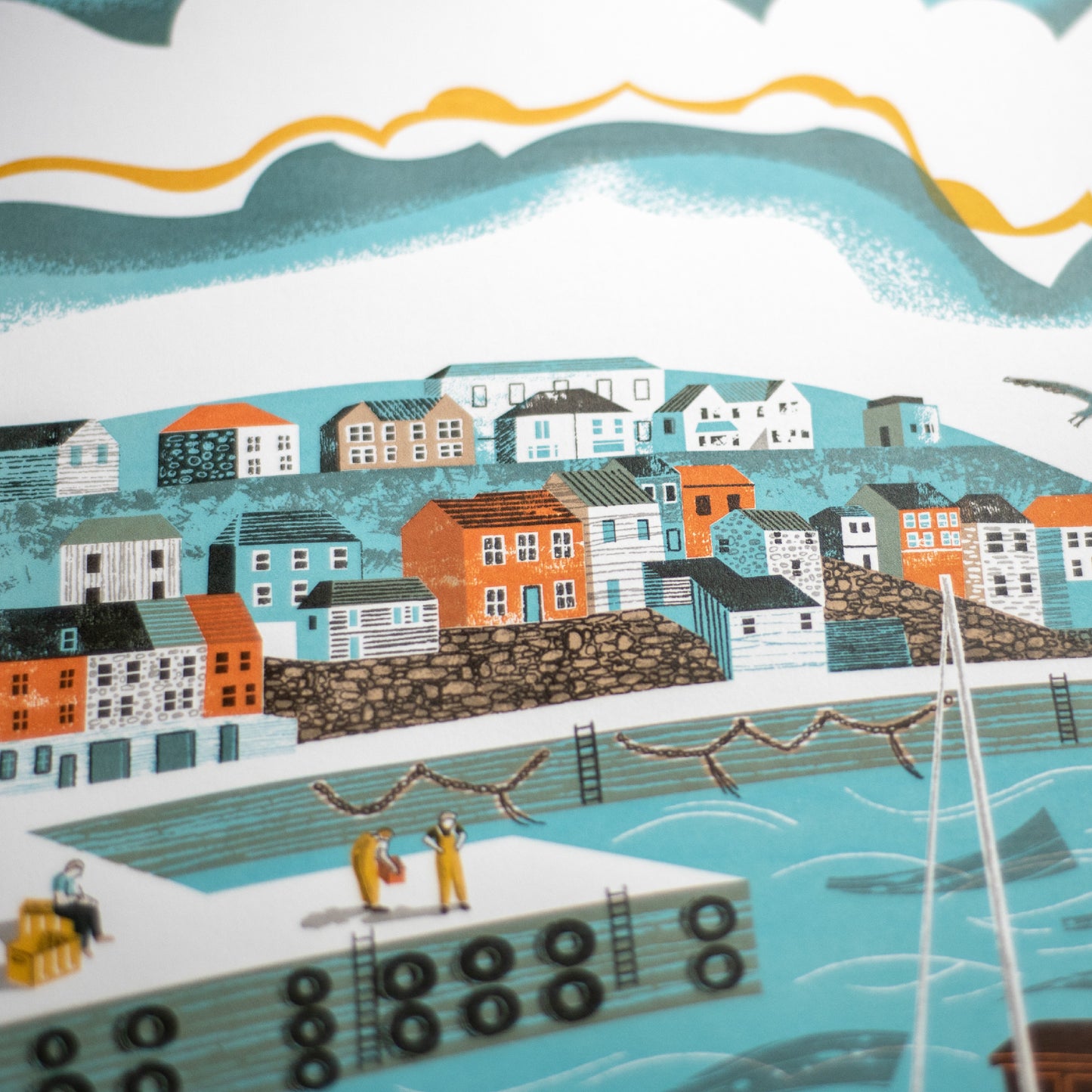 Mevagissey Harbour, six colour limited edition unframed screenprint