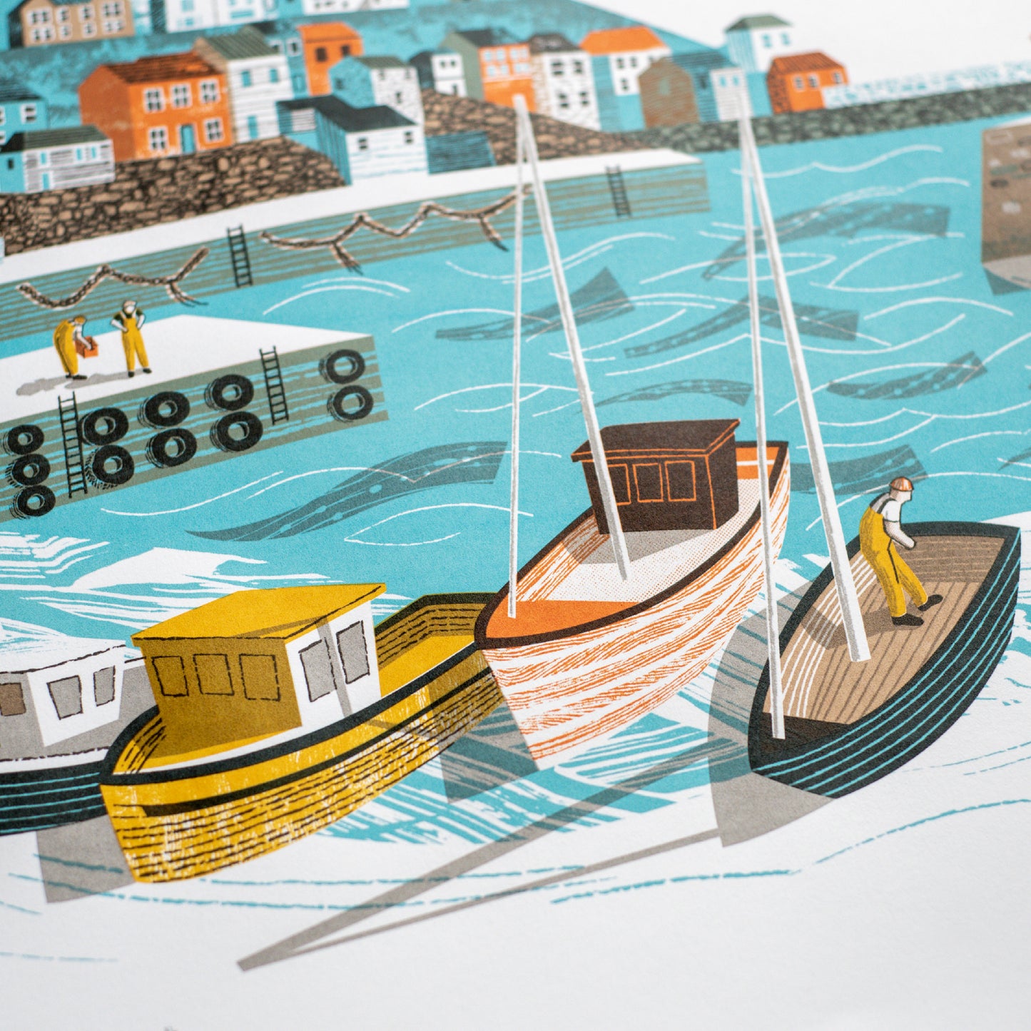 Mevagissey Harbour, six colour limited edition unframed screenprint