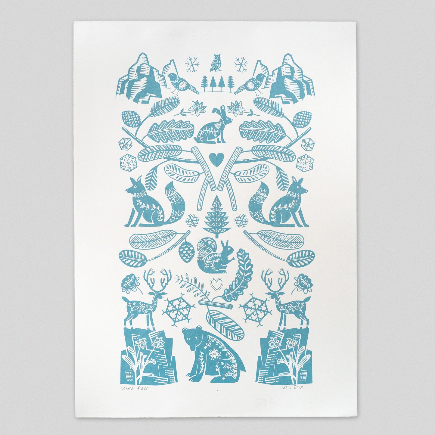 Scandi Forest hand printed unframed screenprint