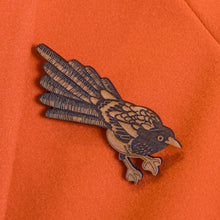 Load image into Gallery viewer, Take Flight Magpie wooden brooch in cherry
