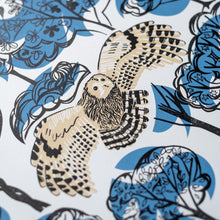 Load image into Gallery viewer, Take Flight Tawny Owl hand printed linocut and screen print
