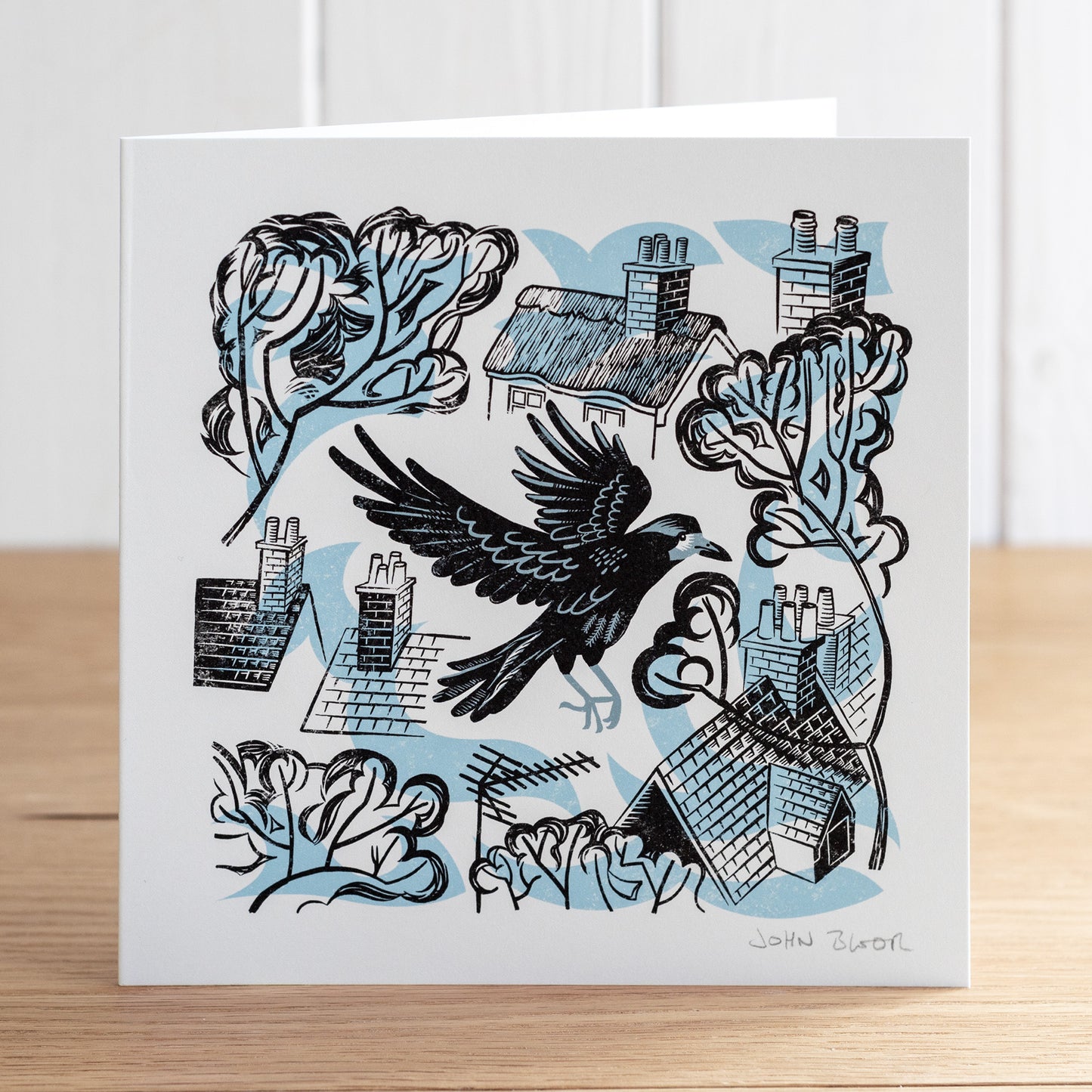 Take Flight Crow greetings card, blank inside