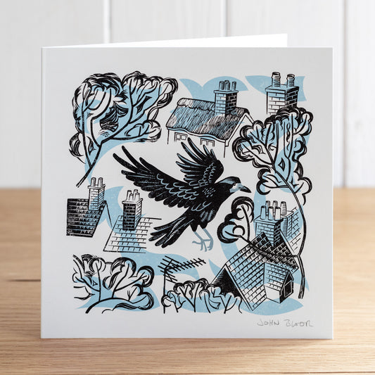 Take Flight Crow greetings card, blank inside