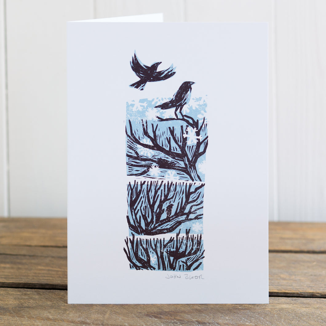 Carte de vœux Winter Drifts « Crows », carte de Noël, vierge à l’intérieur 