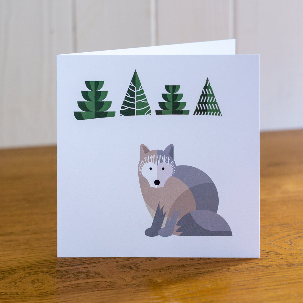 Arctic Fox Christmas card, Winter card, blank inside