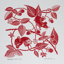 Load image into Gallery viewer, &quot;Brambles and Mice&quot; hand pulled screen print
