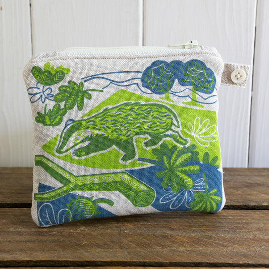 A delightful small sized purse ideal for tucking away in your bag featuring my vibrant hand-designed badger artwork. 